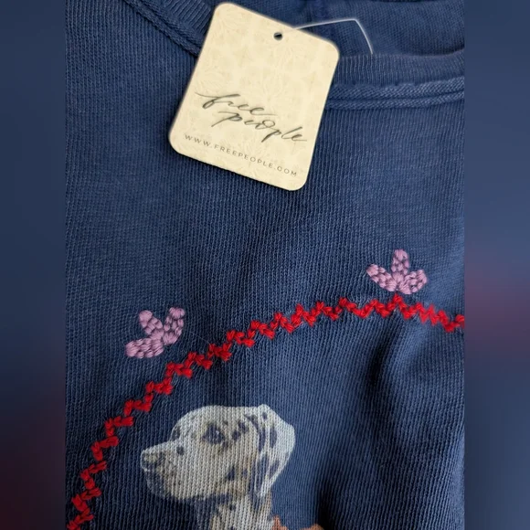 Free People Blue Friends Dog Graphic T-Shirt, NWT, XS - Picture 3 of 3